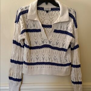 Universal Threads Target Ivory Blue Crochet Fall Sweater Size S EUC